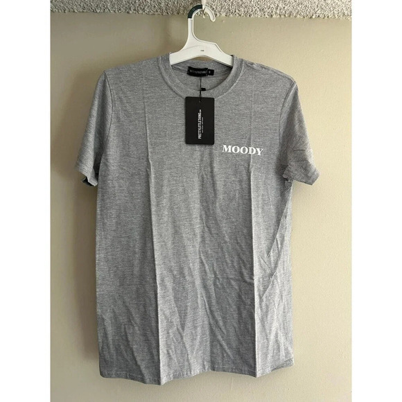 Pretty Little Thing Moody t-shirt Grey Sz S - Picture 1 of 6